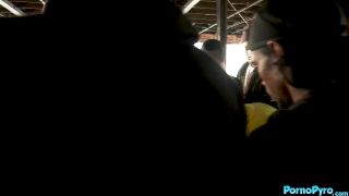 Alana Croft takes cum in her ass through a funnel from the black gangbang