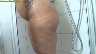 Samantha, the German BBW, couldn't resist the urge to shower off her massive curves and soapy tits while singing Die